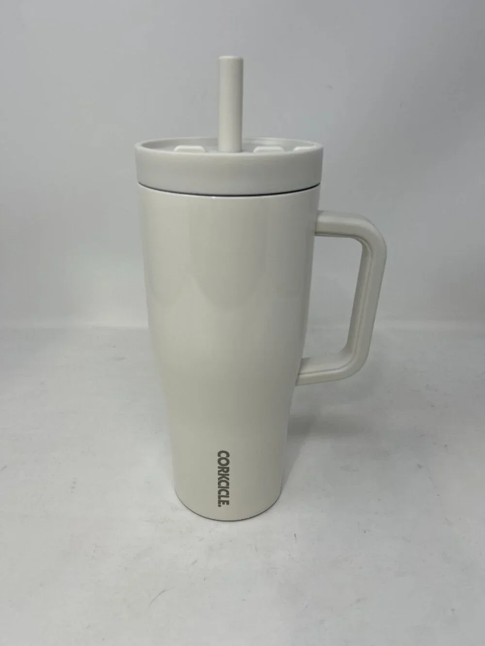 Corkcicle Gloss Oat Milk Travel Tumbler Handle & Straw - White Cruiser 22 Ounce